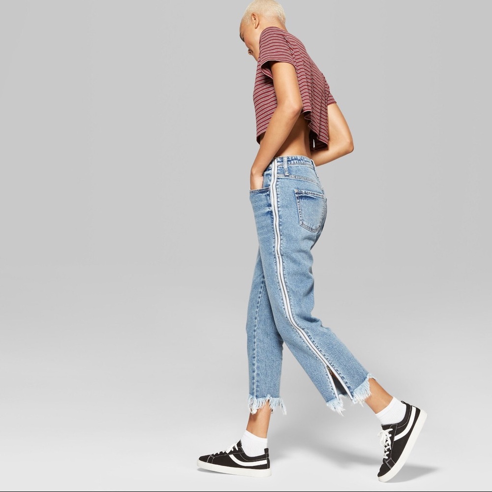 Zipper side jeans frayed ends size 0 NWT